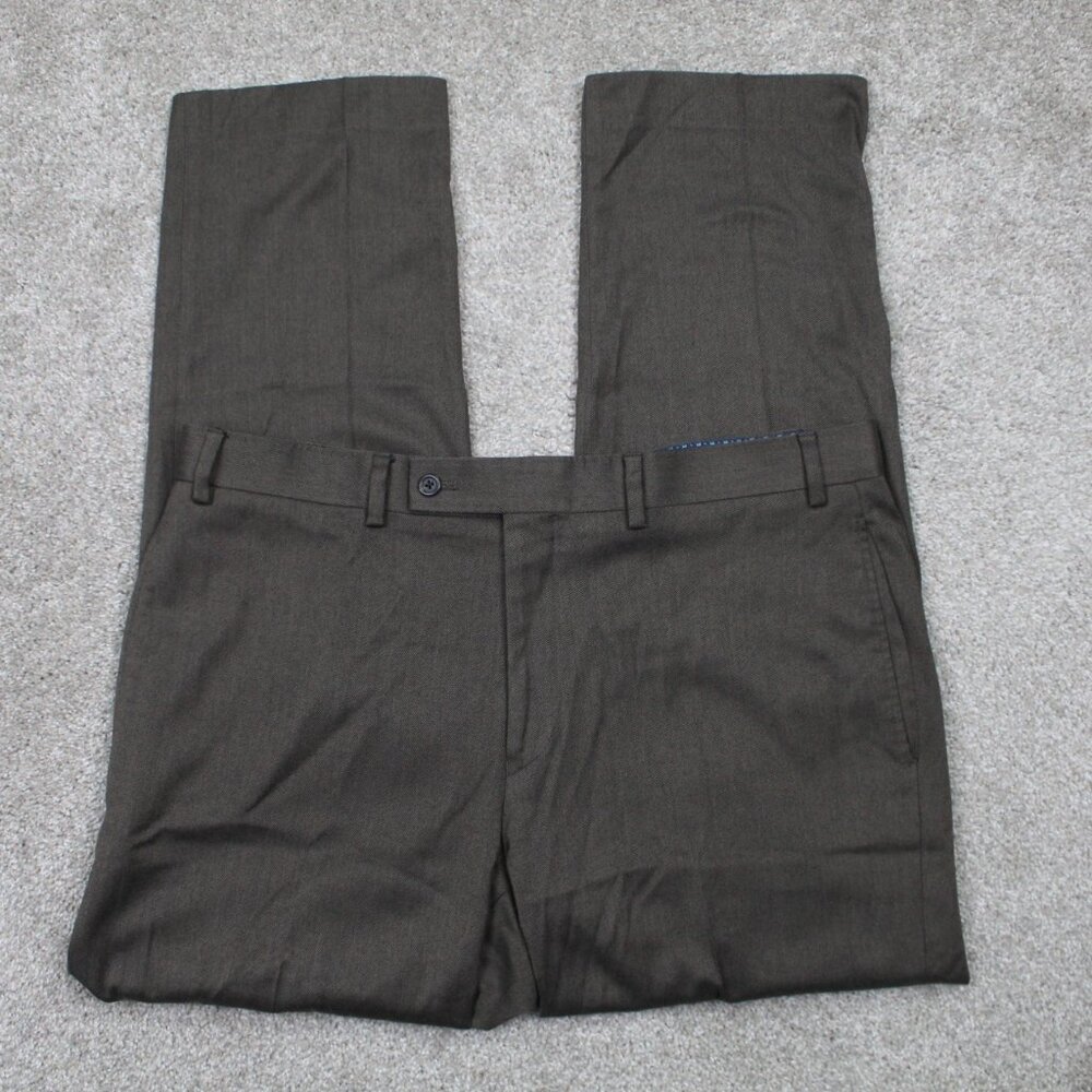 LAUREN Ralph Lauren‎ Dress Pants Mens 36x30 Brown Poly/Rayon Flat Front Stretch